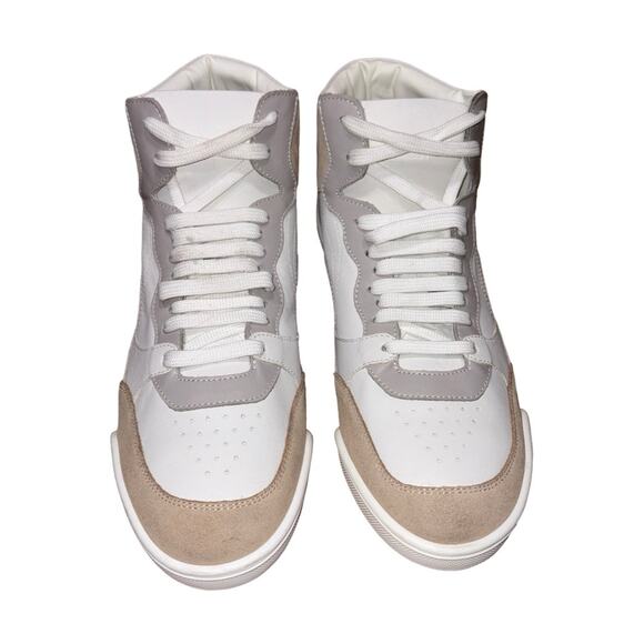 Jimmy Choo White Beige Leather Men\'s High Top Sneakers     Size: EU 45 US 12 main image 6